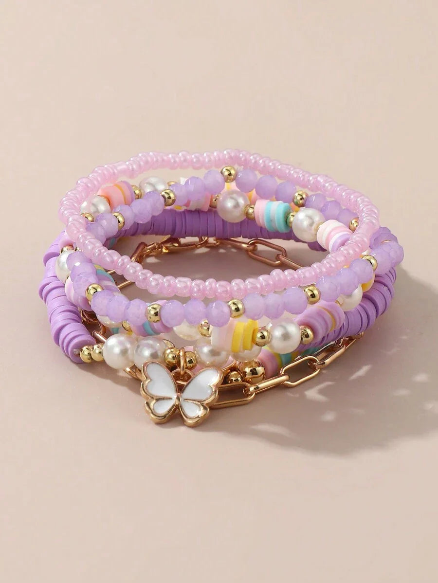 Kit 6 Pulseiras Femininas – Pérola, Contas, Coração e Borbo