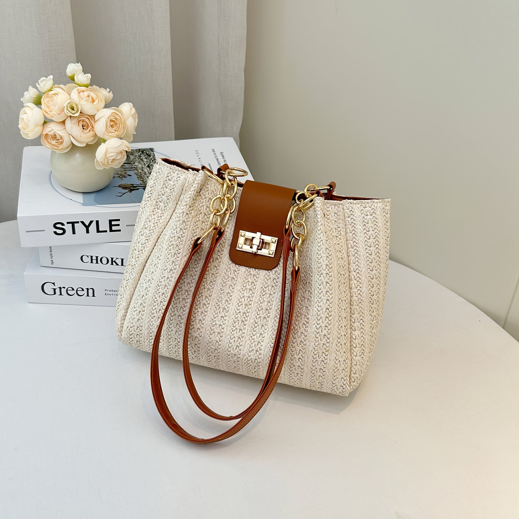 Bolsa Feminina Trançada – Ombro Único, Design Elegante